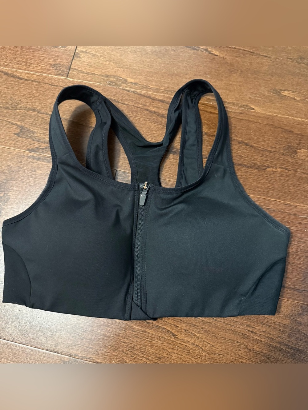 Nike Black Front-Zip Racerback Sports Bra